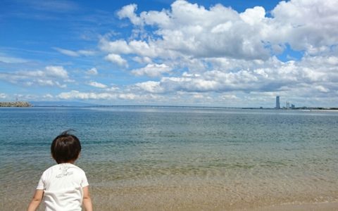 マーブルビーチからは関西空港の飛行機離発着が見ることができて子供も大喜びです。