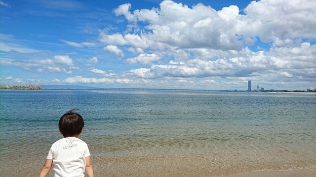 マーブルビーチからは関西空港の飛行機離発着が見ることができて子供も大喜びです。